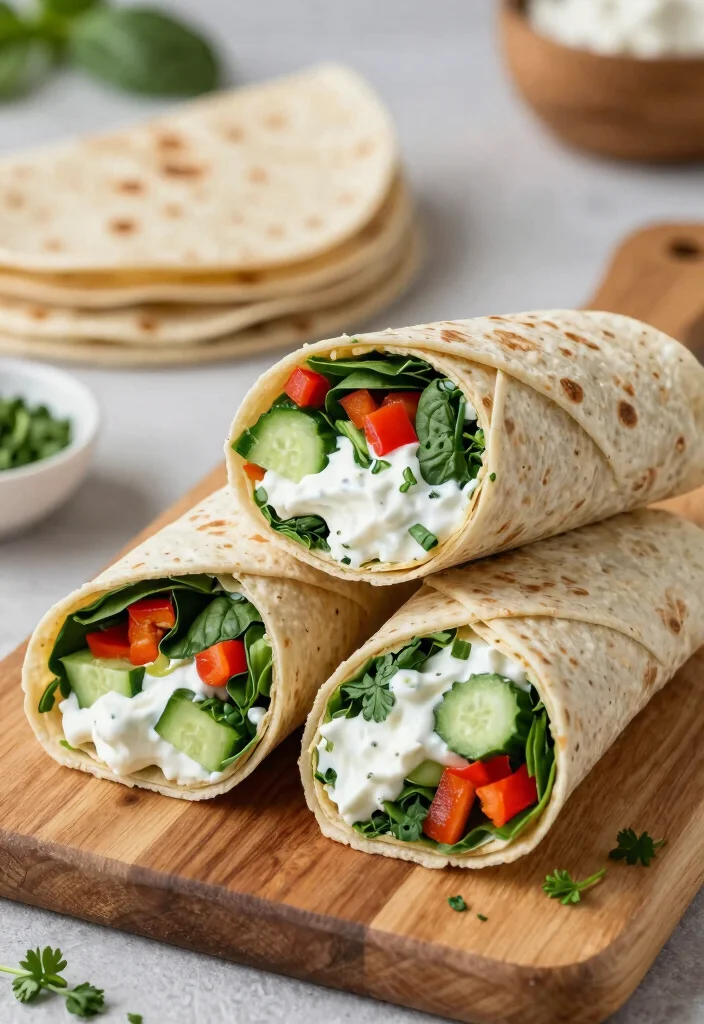 18 Mediterranean Diet Lunch Meal Prep Recipes - 3. Greek Yogurt and Vegetable Wraps 1