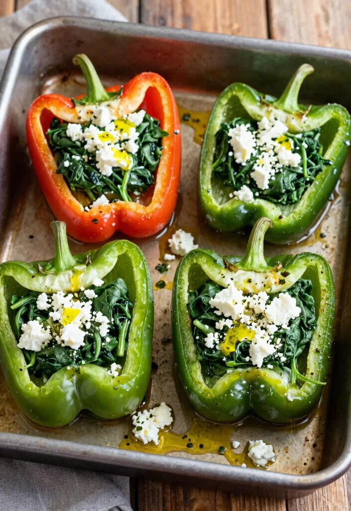 18 Mediterranean Diet Lunch Meal Prep Recipes - 9. Spinach and Feta Stuffed Peppers 1