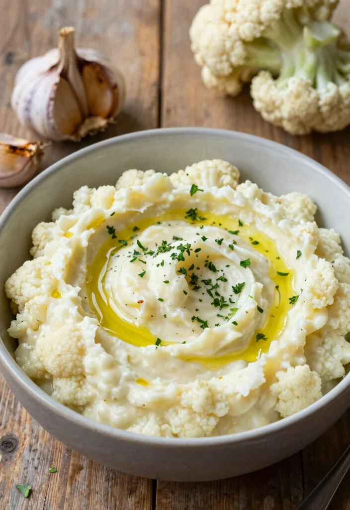 18 Mediterranean Diet Side Dishes That Go With Any Meal - 5. Roasted Garlic Mashed Cauliflower 1