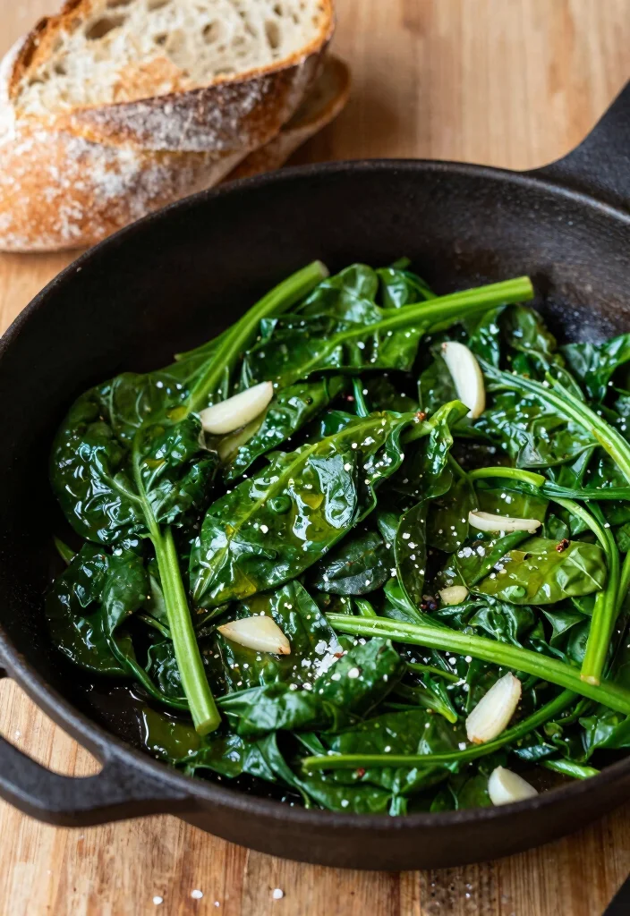 18 Mediterranean Diet Side Dishes That Go With Any Meal - 7. Sautéed Spinach with Garlic 1