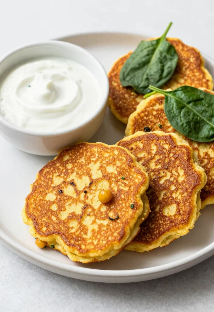 18 Mediterranean Diet Snack Recipes for Healthy Cravings - 14. Chickpea Flour Pancakes with Spinach 1