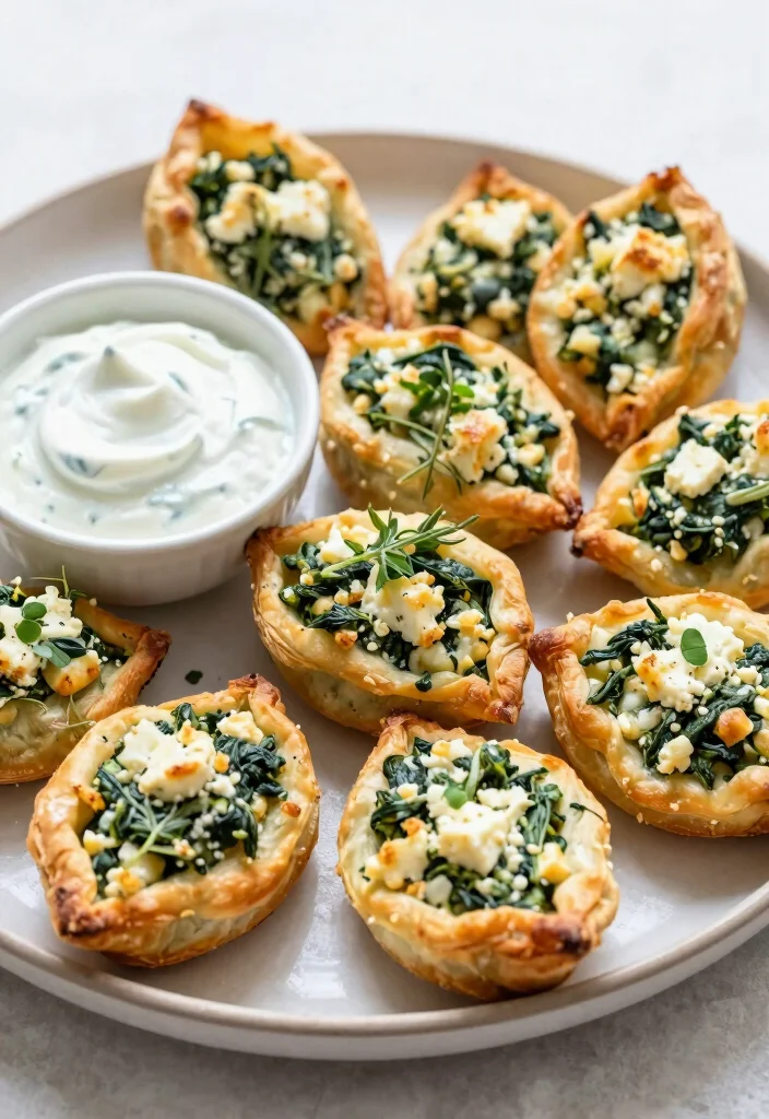 18 Mediterranean Diet Snack Recipes for Healthy Cravings - 7. Spinach and Feta Pastry Bites 1