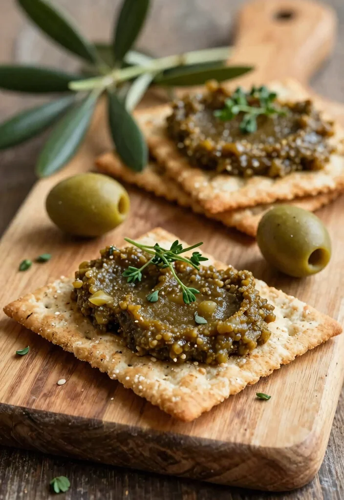 18 Mediterranean Diet Snack Recipes for Healthy Cravings - 9. Olive Tapenade on Whole Grain Crackers 1