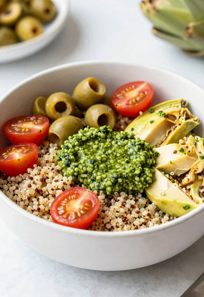 18 Mediterranean Grain Bowl Recipes for Clean Eating - 16. Mediterranean Pesto Grain Bowl 1