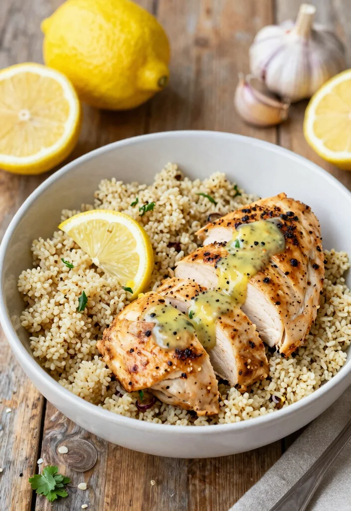 18 Mediterranean Grain Bowl Recipes for Clean Eating - 17. Lemon-Garlic Chicken & Quinoa Bowl 1