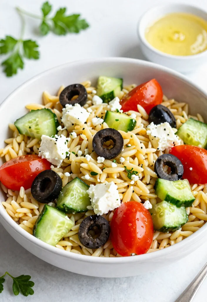 18 Mediterranean Grain Bowl Recipes for Clean Eating - 18. Greek Orzo Salad Bowl 1