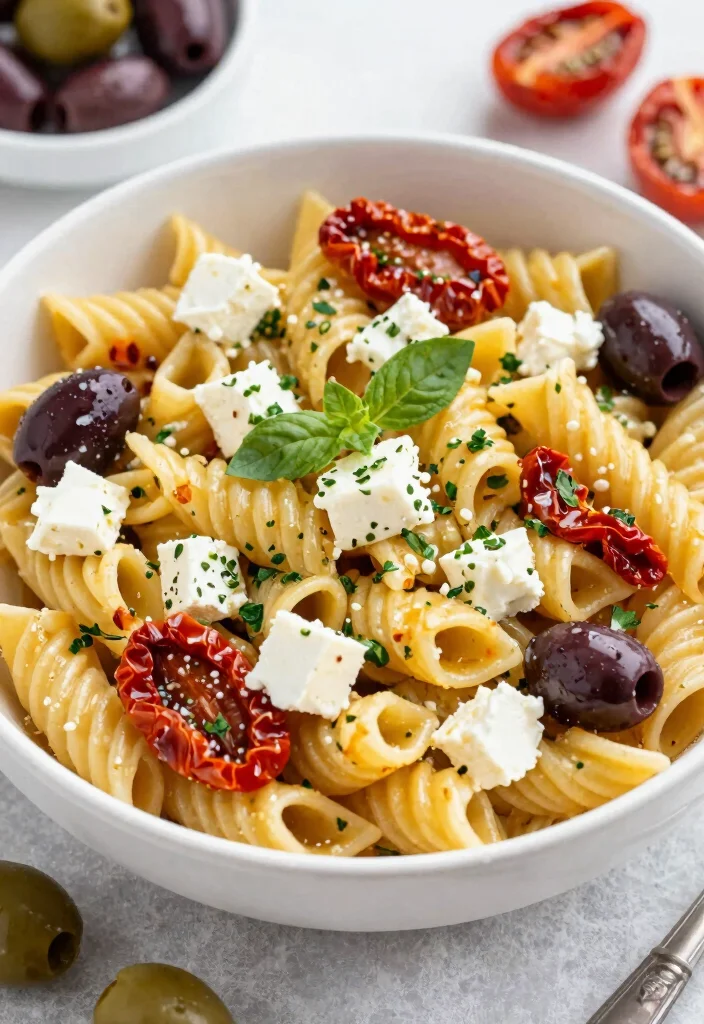 18 Mediterranean Pasta Dishes Packed With Flavor - 17. Greek Pasta with Feta and Olives 1