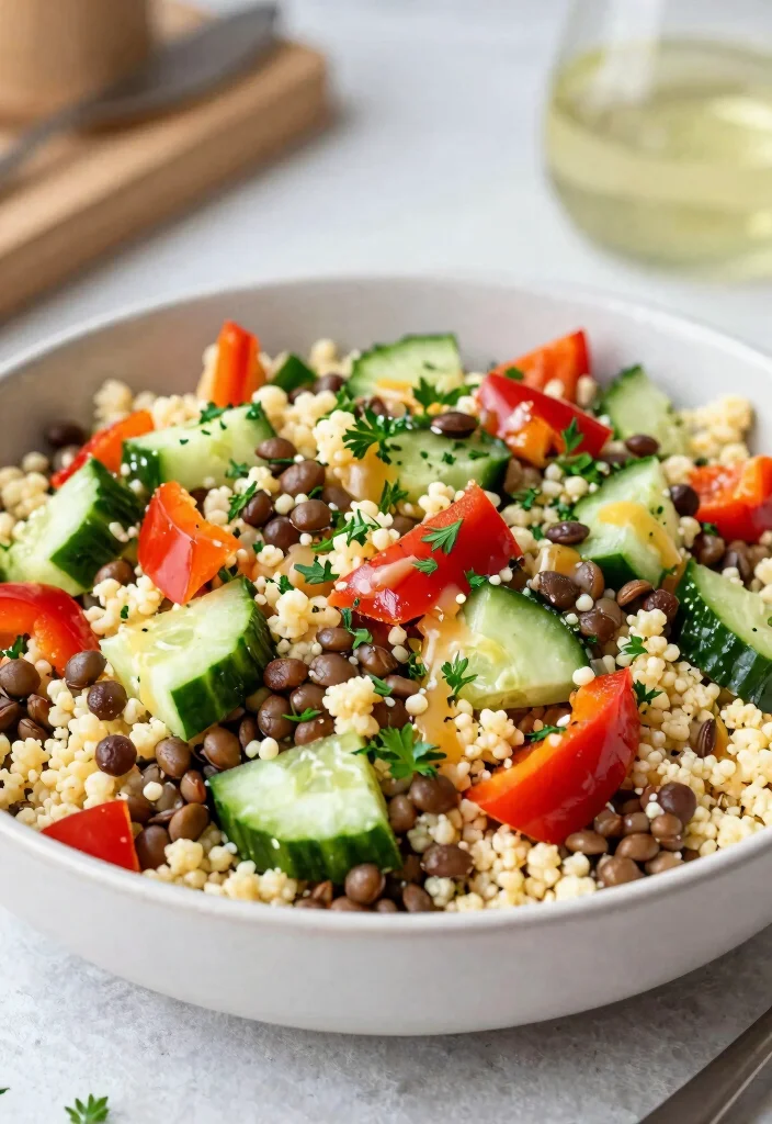 18 Mediterranean Pasta Salad Recipes for Healthy Meals - 10. Lentil and Couscous Salad 1