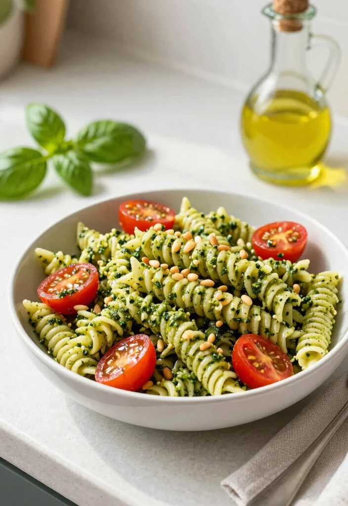 18 Mediterranean Pasta Salad Recipes for Healthy Meals - 5. Lemon Basil Pesto Pasta Salad 1