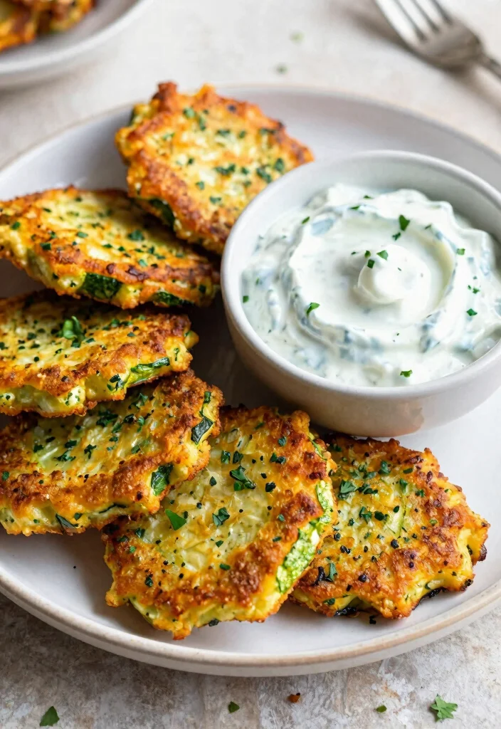 18 One-Pan Mediterranean Recipes for Easy Cleanup - 11. Zucchini Fritters with Tzatziki Sauce 1