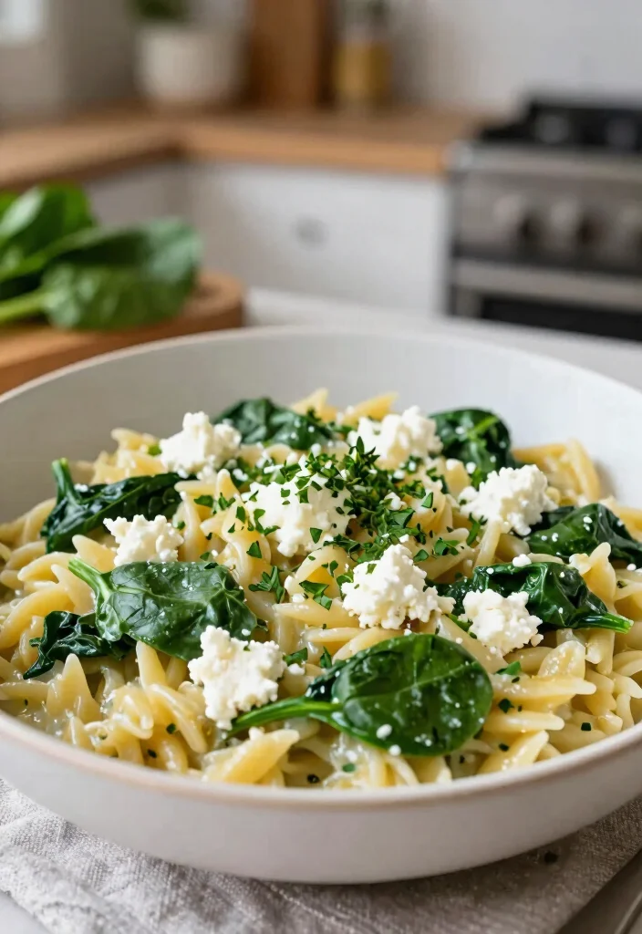 18 One-Pan Mediterranean Recipes for Easy Cleanup - 13. Mediterranean Orzo with Spinach and Feta 1