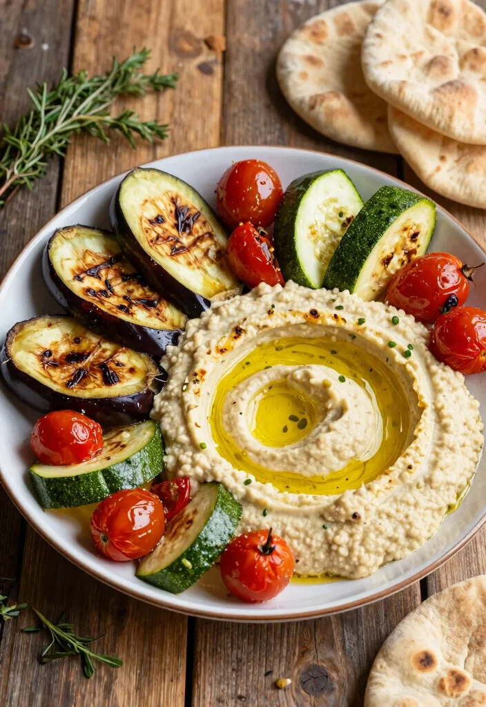 18 One-Pan Mediterranean Recipes for Easy Cleanup - 5. Roasted Vegetable and Hummus Platter 1
