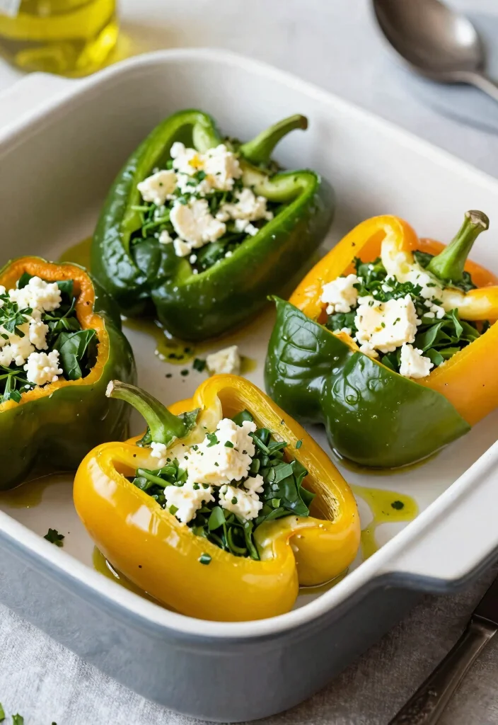 18 One-Pan Mediterranean Recipes for Easy Cleanup - 8. Spinach and Feta Stuffed Peppers 1