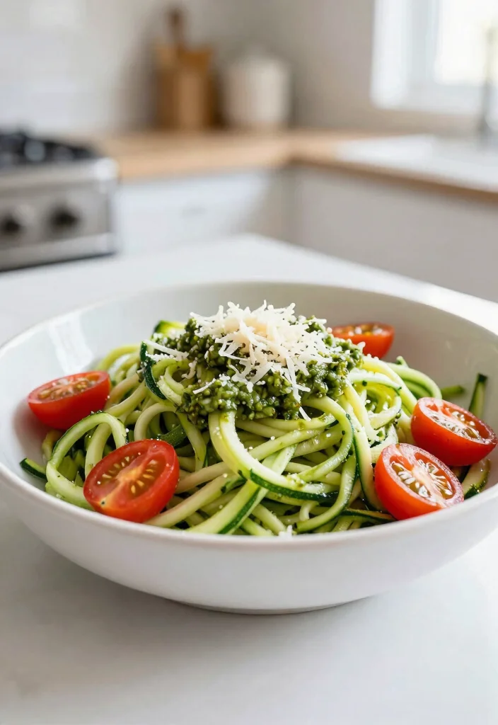 20 Easy Mediterranean Diet Dinner Recipes - 18. Zucchini Noodles with Pesto 1