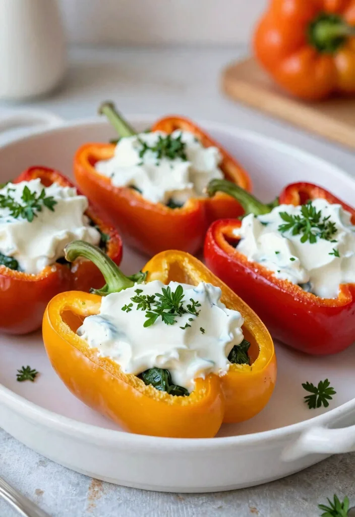20 Easy Mediterranean Diet Dinner Recipes - 3. Greek Yogurt and Spinach Stuffed Peppers 1