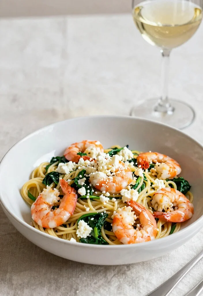 20 Easy Mediterranean Diet Dinner Recipes - 4. Shrimp and Feta Pasta 1
