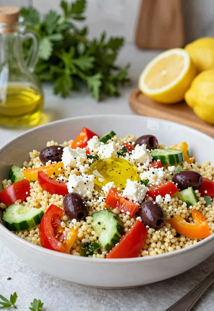 20 Greek Diet Plan Mediterranean Recipes to Try - 13. Greek Couscous Salad 1