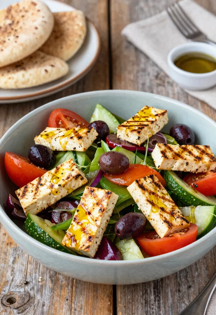 20 Healthy Mediterranean Dinner Recipes for Easy Weeknights - 10. Greek Salad with Grilled Tofu 1