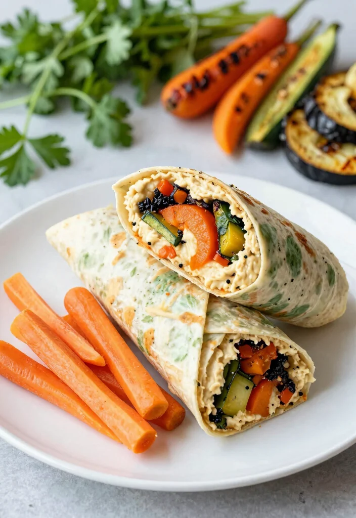 20 Healthy Mediterranean Dinner Recipes for Easy Weeknights - 6. Roasted Vegetable and Hummus Wrap 1