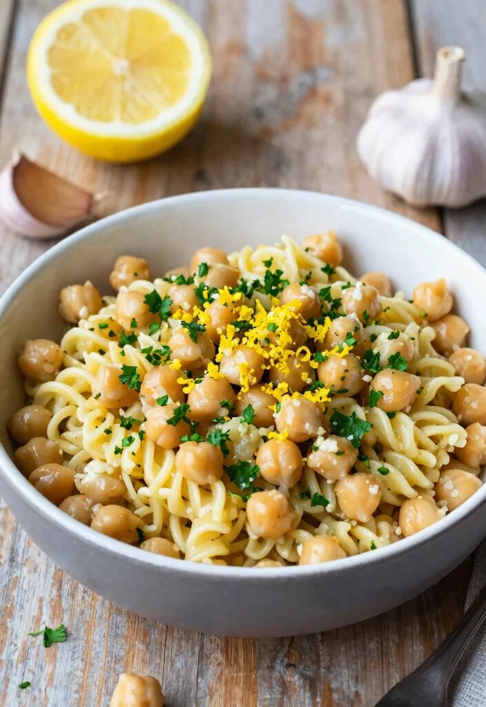 20 Healthy Mediterranean Dinner Recipes for Easy Weeknights - 7. Lemon Garlic Chickpea Pasta 1