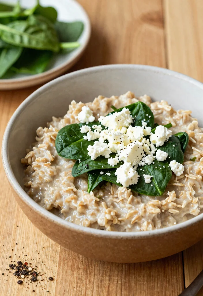 20 Mediterranean Diet Breakfast Ideas to Start Your Day - 13. Savory Oatmeal with Spinach and Cheese 1