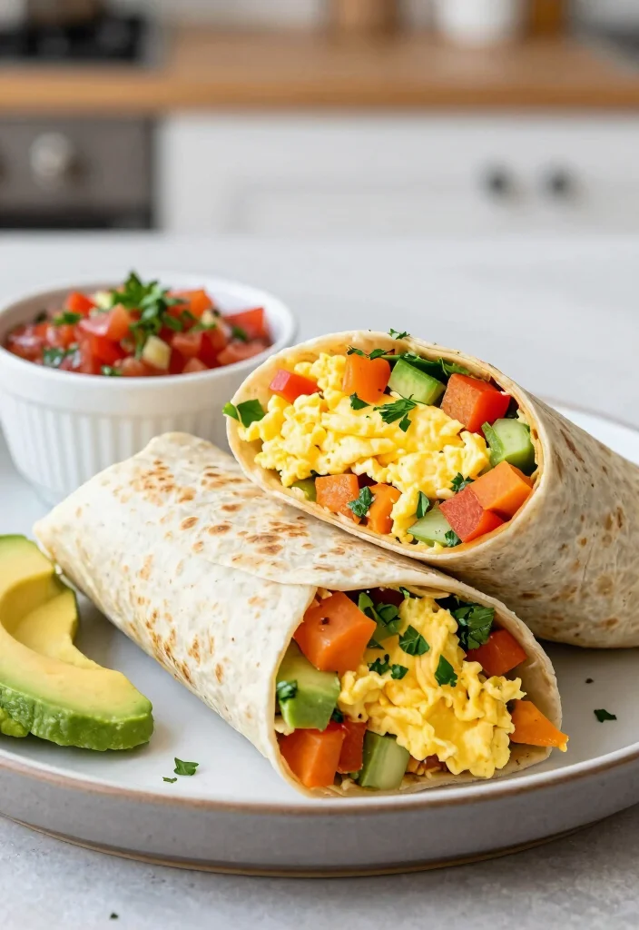 20 Mediterranean Diet Breakfast Ideas to Start Your Day - 14. Breakfast Burrito with Eggs and Veggies 1