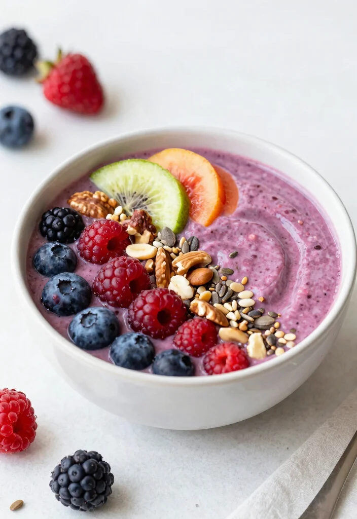 20 Mediterranean Diet Breakfast Ideas to Start Your Day - 15. Berry Smoothie Bowl 1
