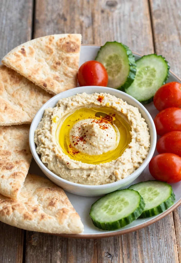 20 Mediterranean Diet Breakfast Ideas to Start Your Day - 16. Traditional Hummus with Pita Bread 1