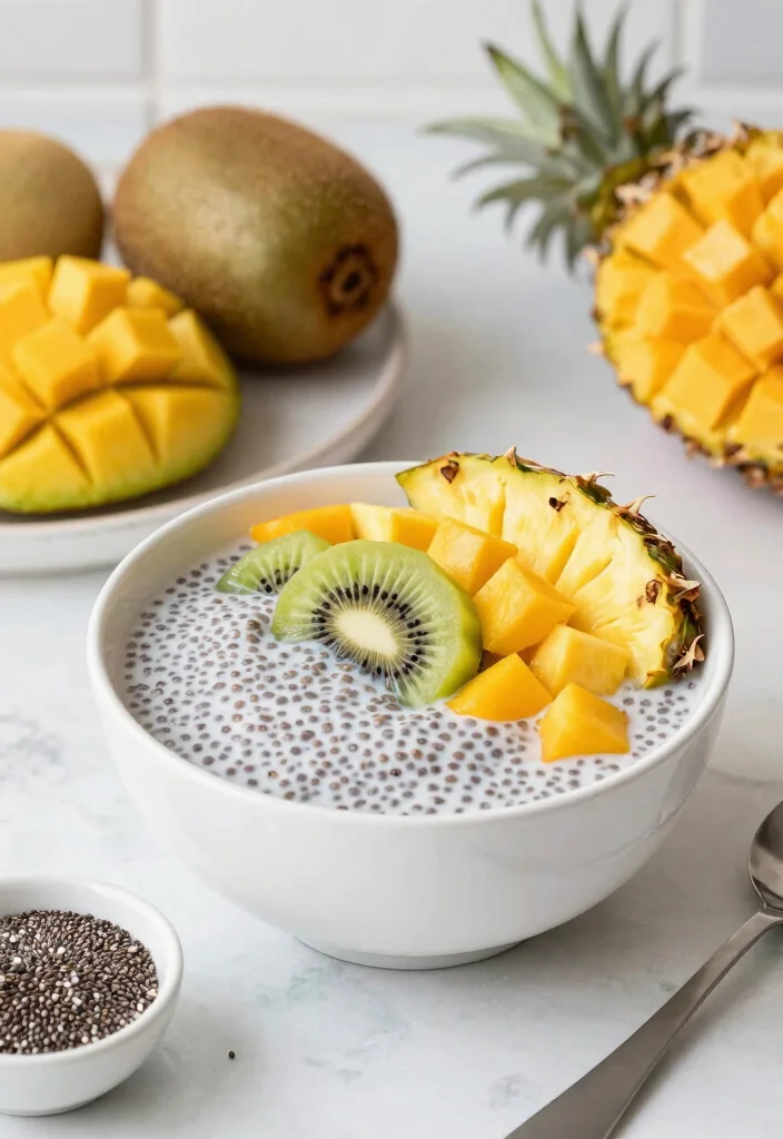 20 Mediterranean Diet Breakfast Recipes for Weight Loss - 15. Coconut Chia Bowl with Tropical Fruits 1