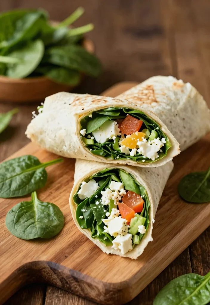 20 Mediterranean Diet Breakfast Recipes for Weight Loss - 18. Spinach and Feta Breakfast Wrap 1