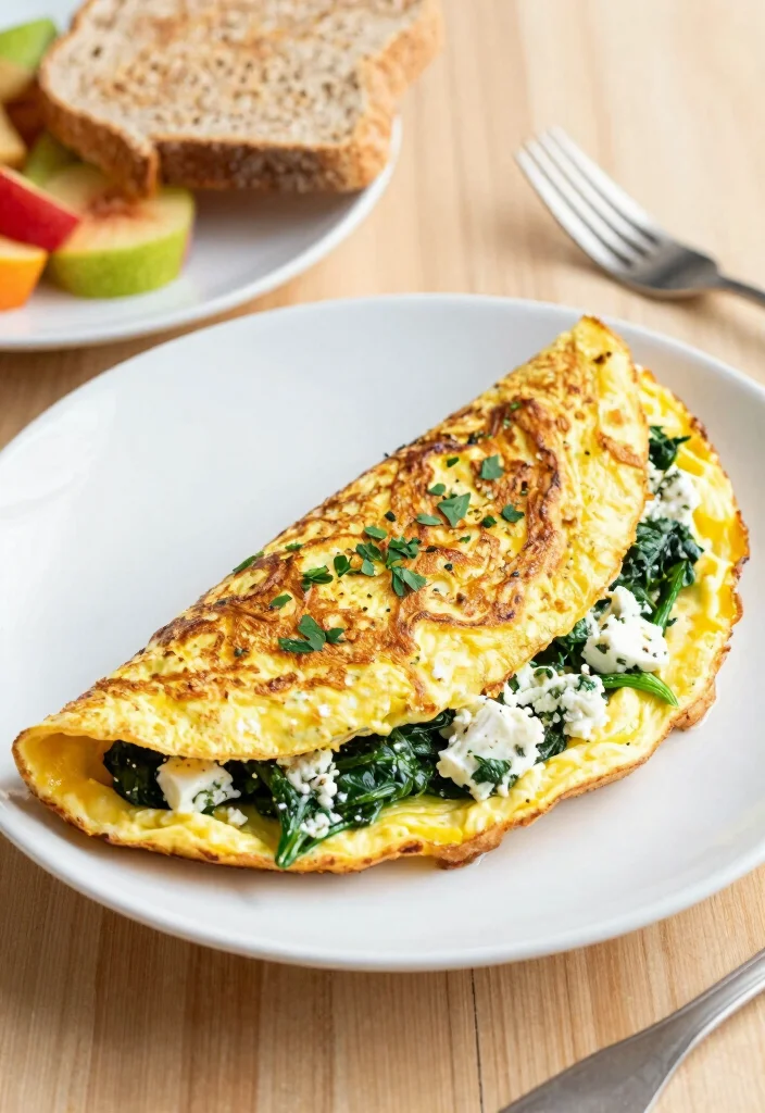 20 Simple Mediterranean Diet Recipes Anyone Can Make - 15. Spinach Feta Omelette 1