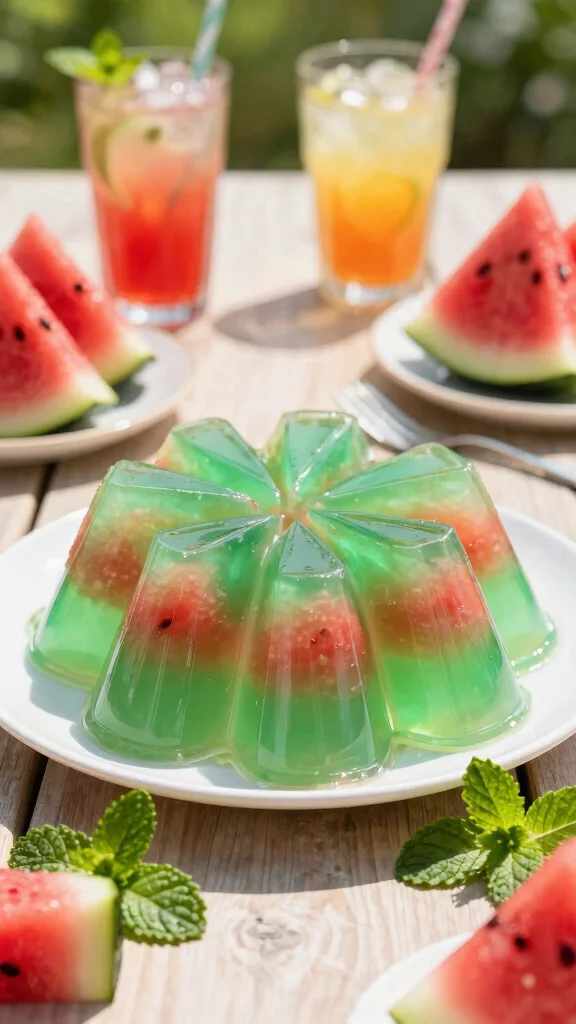 10 Fruit Cocktail Jello Recipes for Parties and Potlucks - 4. Watermelon Slice Jello 1