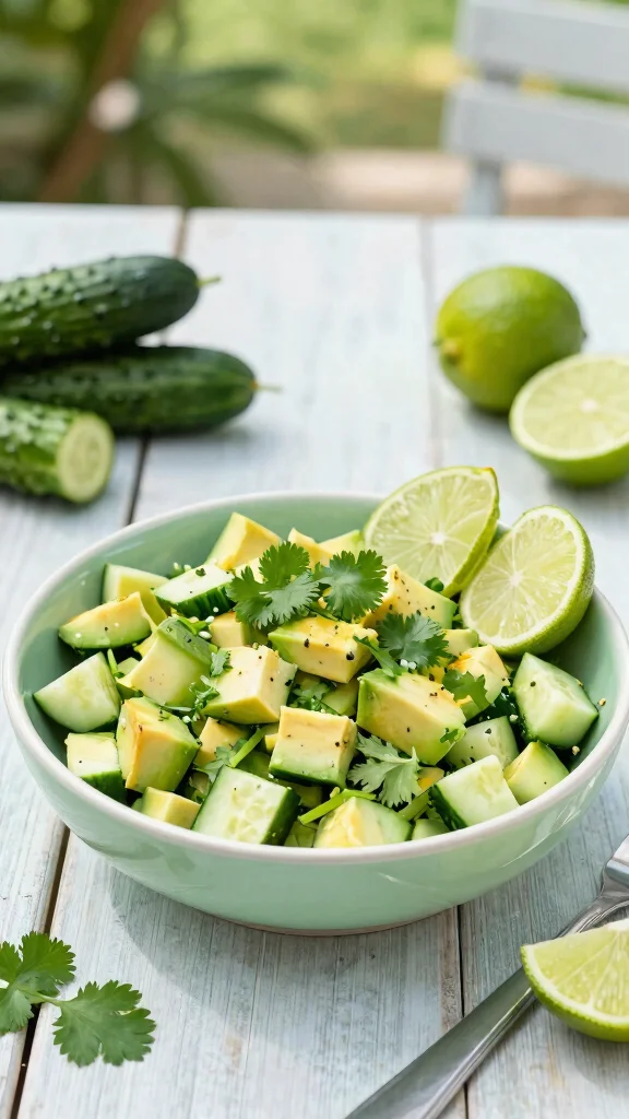 10 Mediterranean Cucumber Salad Recipes for Crisp, Cool, Refreshing Bites - 5. Cucumber Salad with Avocado and Lime 1