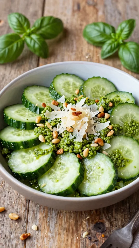 10 Mediterranean Cucumber Salad Recipes for Crisp, Cool, Refreshing Bites - 7. Mediterranean Pesto Cucumber Salad 1
