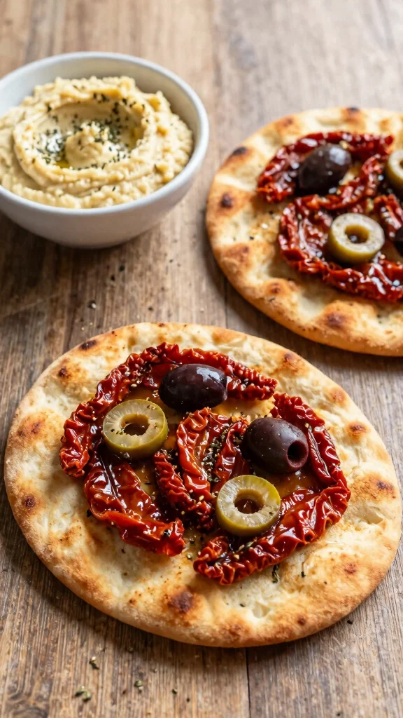 10 Mediterranean Flatbread Recipes for Easy Meals, Snacks, and Appetizers - 5. Sun-Dried Tomato and Olive Flatbread 1