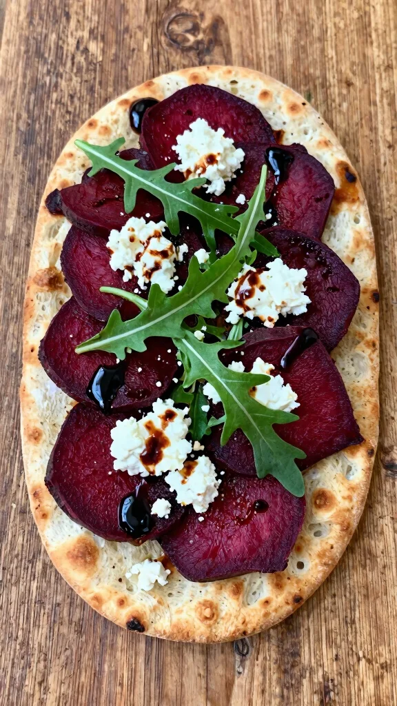 10 Mediterranean Flatbread Recipes for Easy Meals, Snacks, and Appetizers - 7. Beetroot and Feta Flatbread 1