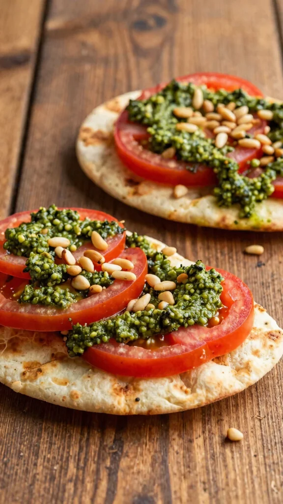 10 Mediterranean Flatbread Recipes for Easy Meals, Snacks, and Appetizers - 8. Pesto and Tomato Flatbread 1