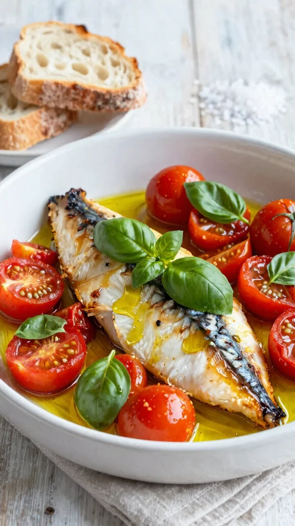 11 Mediterranean Baked Fish Recipes for Simple and Delicious Dinners - 5. Tomato Basil Baked Mackerel 1