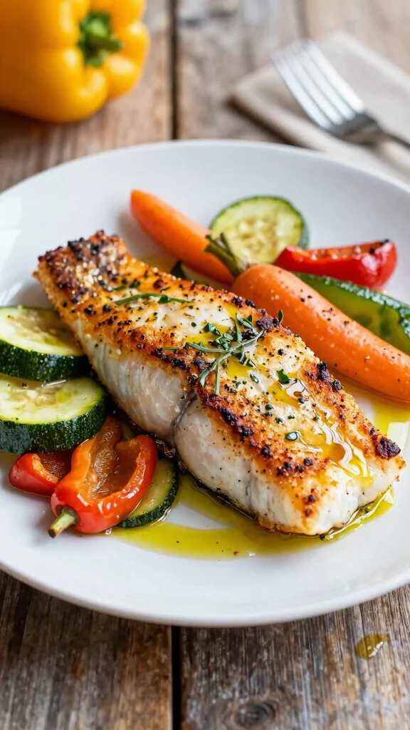 11 Mediterranean Baked Fish Recipes for Simple and Delicious Dinners - 6. Herb-Crusted Baked Halibut with Seasonal Veggies 1