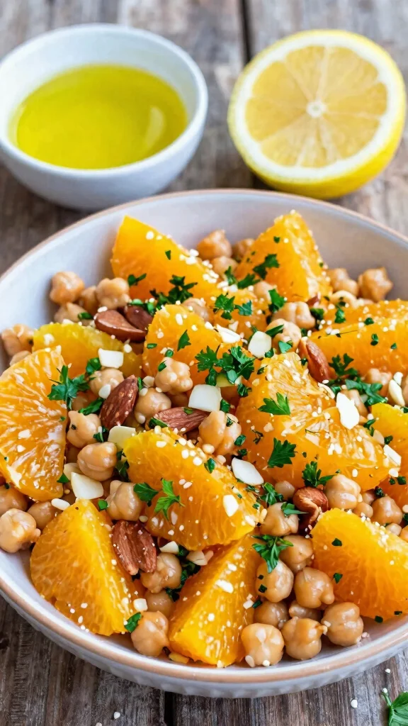 11 Mediterranean Chickpea Salad Recipes for Fresh, Easy Everyday Eating - 11. Chickpea Salad with Orange and Almonds 1