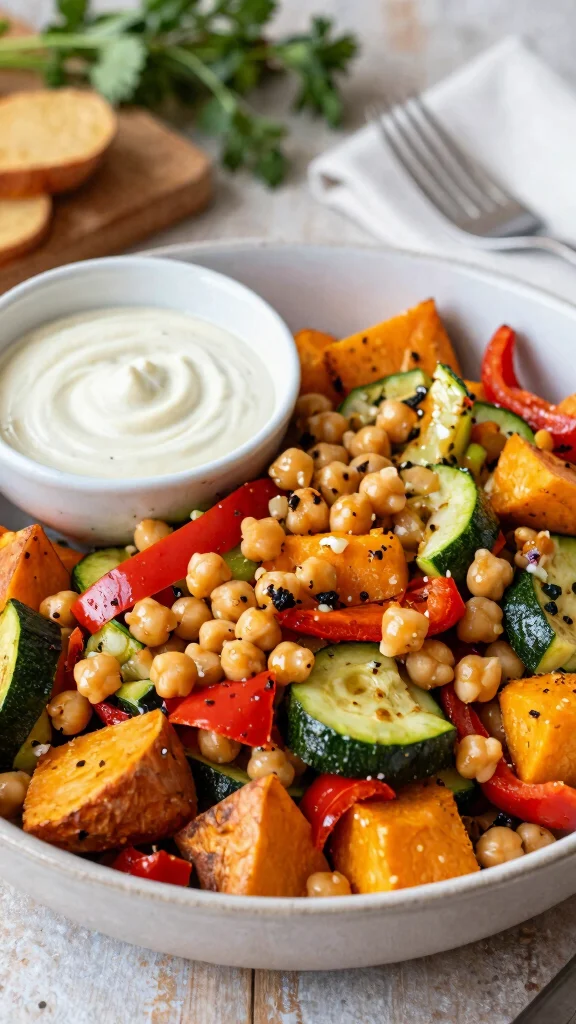 11 Mediterranean Chickpea Salad Recipes for Fresh, Easy Everyday Eating - 3. Roasted Vegetable and Chickpea Salad 1