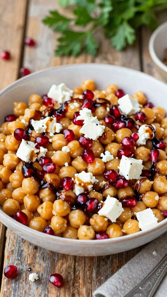 11 Mediterranean Chickpea Salad Recipes for Fresh, Easy Everyday Eating - 7. Chickpea Salad with Pomegranate and Feta 1