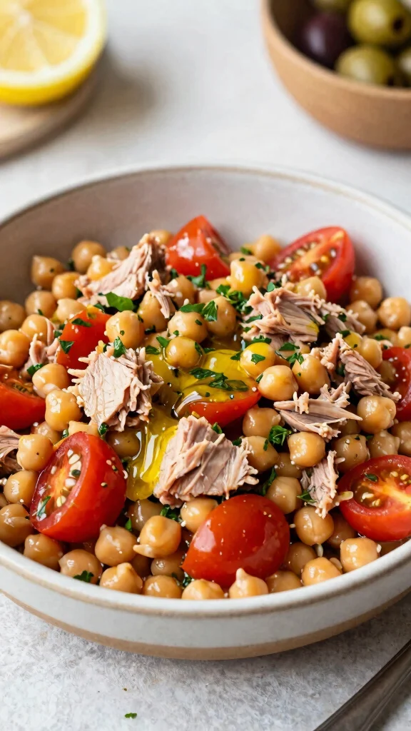 11 Mediterranean Chickpea Salad Recipes for Fresh, Easy Everyday Eating - 8. Mediterranean Chickpea Salad with Tuna 1