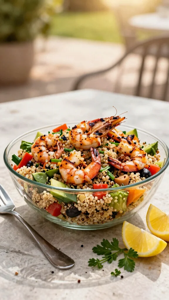11 Mediterranean Quinoa Salad Recipes for Fresh and Filling Meals - 8. Mediterranean Quinoa Salad with Grilled Shrimp 1