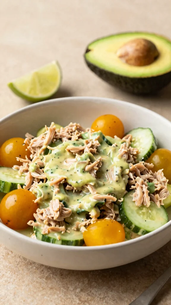 11 Mediterranean Tuna Salad Recipes for Quick and Protein-Packed Meals - 11. Mediterranean Tuna Salad with Avocado Dressing 1