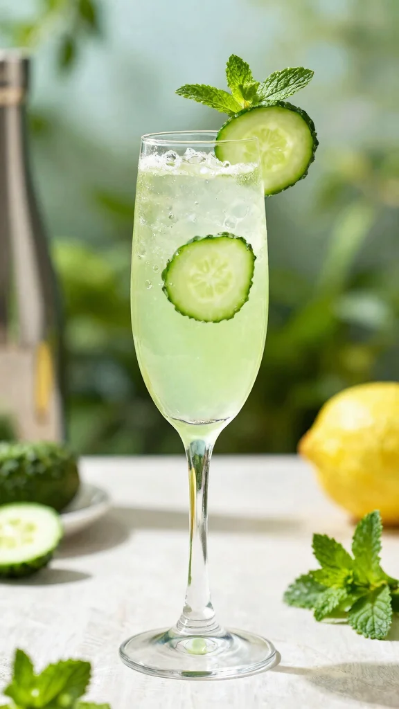 12 French 75 Cocktail Recipes for Brunch, Parties, and Celebrations - 11. Cucumber Mint French 75 1