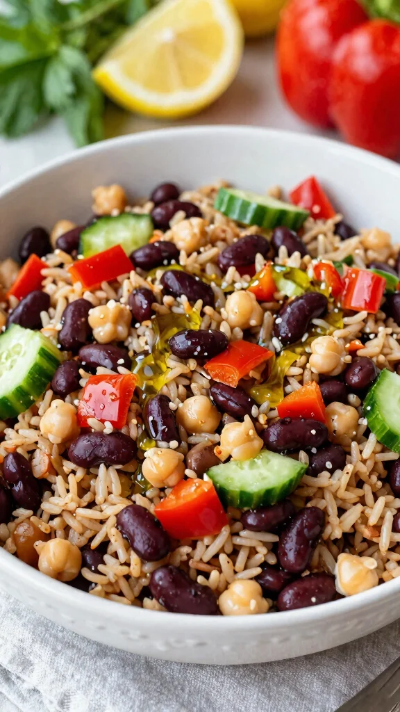 12 Mediterranean Bean Salad Recipes for Healthy Make-Ahead Meals - 11. Mediterranean Bean & Rice Salad 1