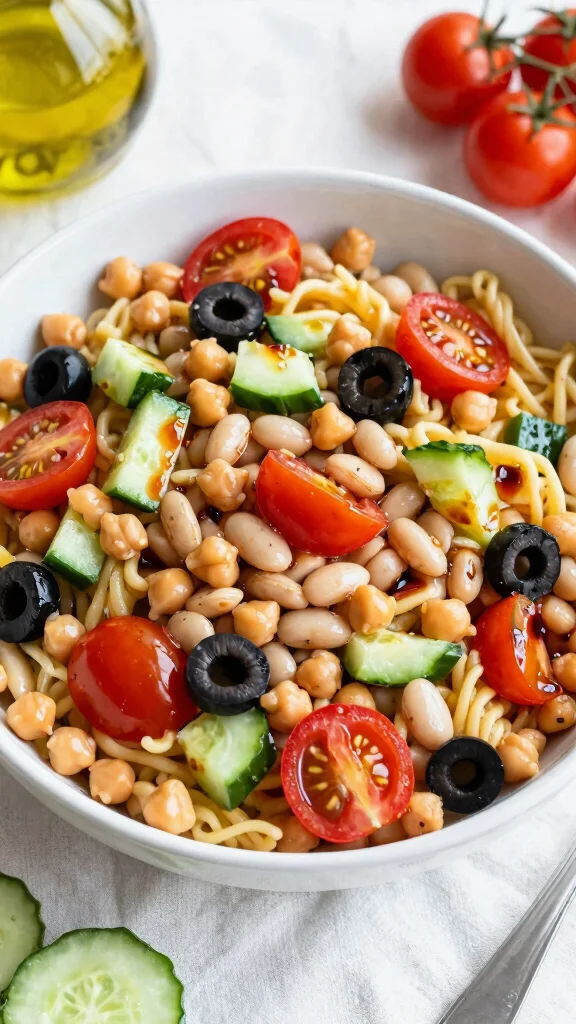 12 Mediterranean Bean Salad Recipes for Healthy Make-Ahead Meals - 7. Mediterranean Bean Pasta Salad 1
