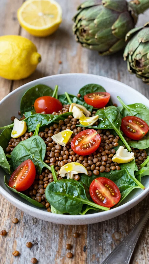 12 Mediterranean Lentil Salad Recipes for Healthy, Flavorful Meal Prep - 6. Lentil Salad with Artichokes and Spinach 1