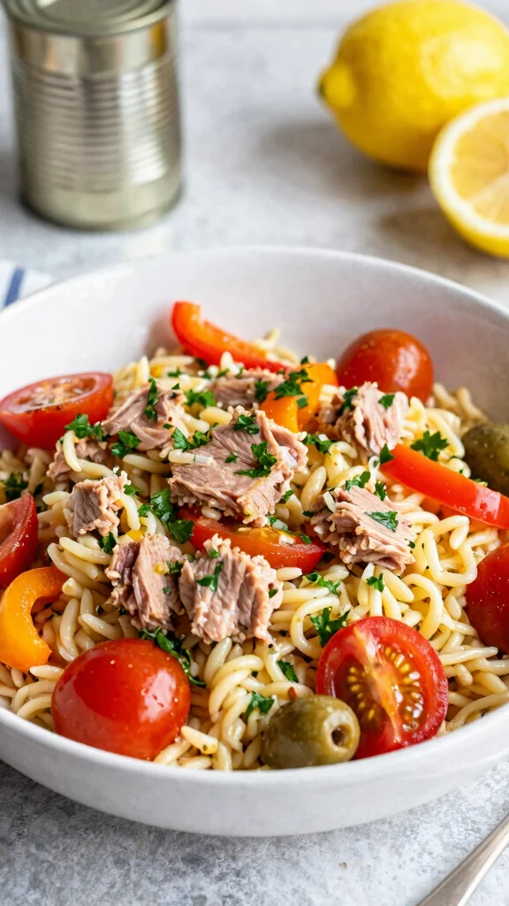 12 Mediterranean Orzo Salad Recipes for Bright, Easy Lunches and Sides - 5. Mediterranean Tuna Orzo Salad 1